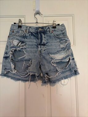 We The Free Light Blue Distressed Denim Cutoff Shorts